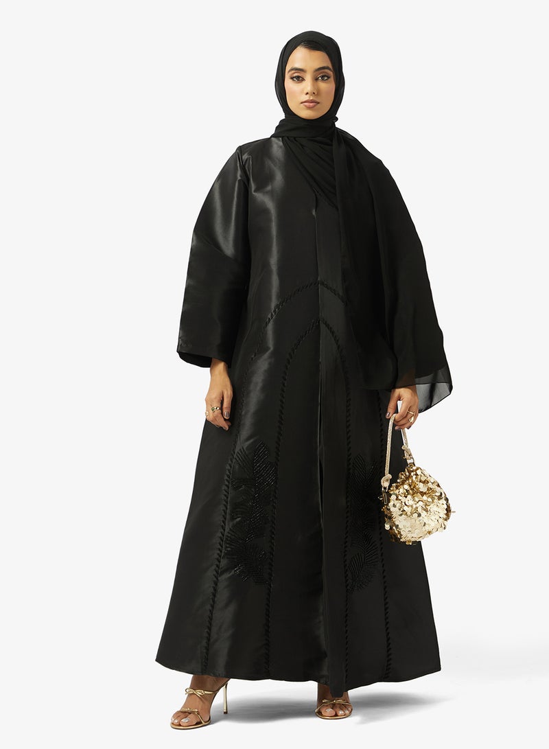 hayas closet Black Embellished Abaya With Sheila - Image 5